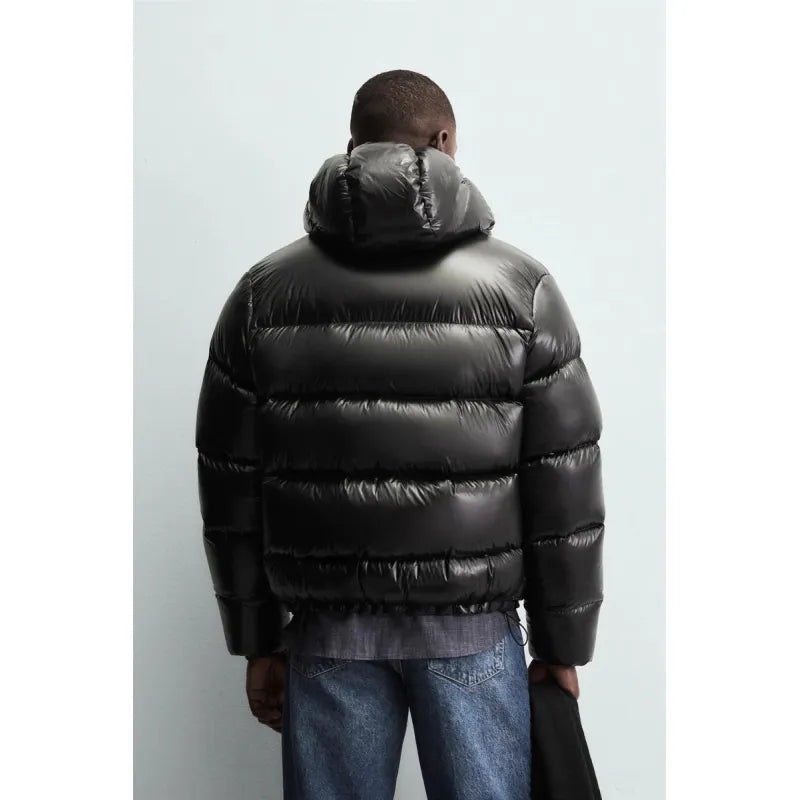 Men's Quilted Puffer Jacket with Sherpa Lining