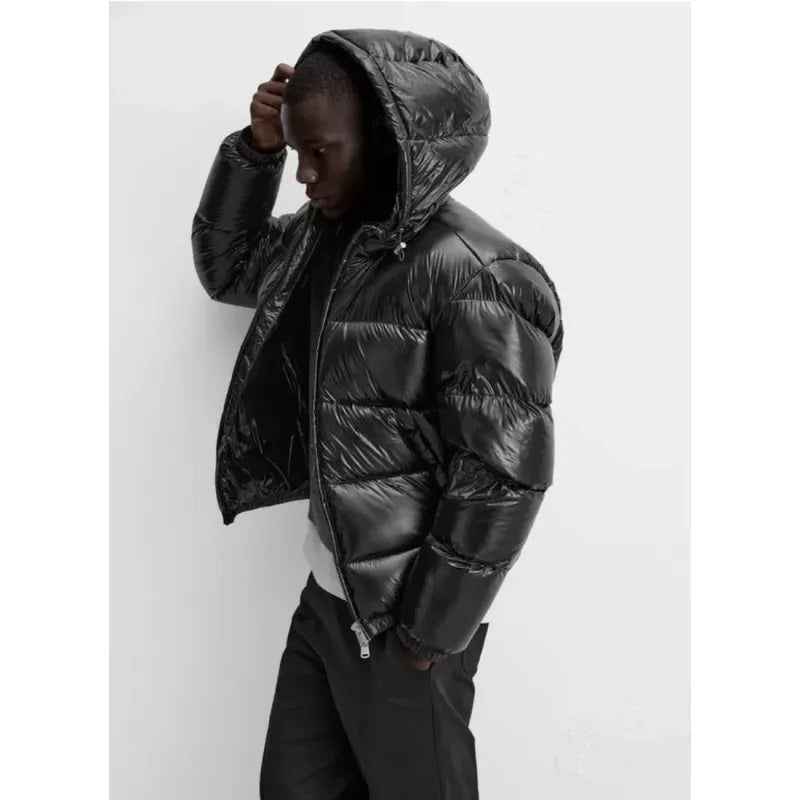Men's Quilted Puffer Jacket with Sherpa Lining