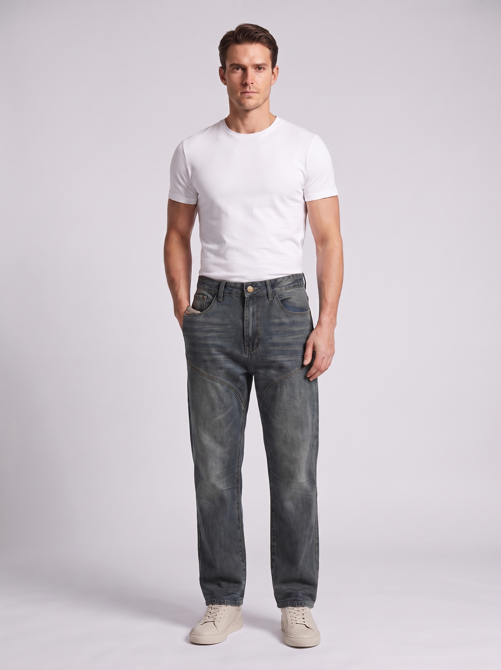 Men's Boot-Cut Denim Pants for Casual Comfort