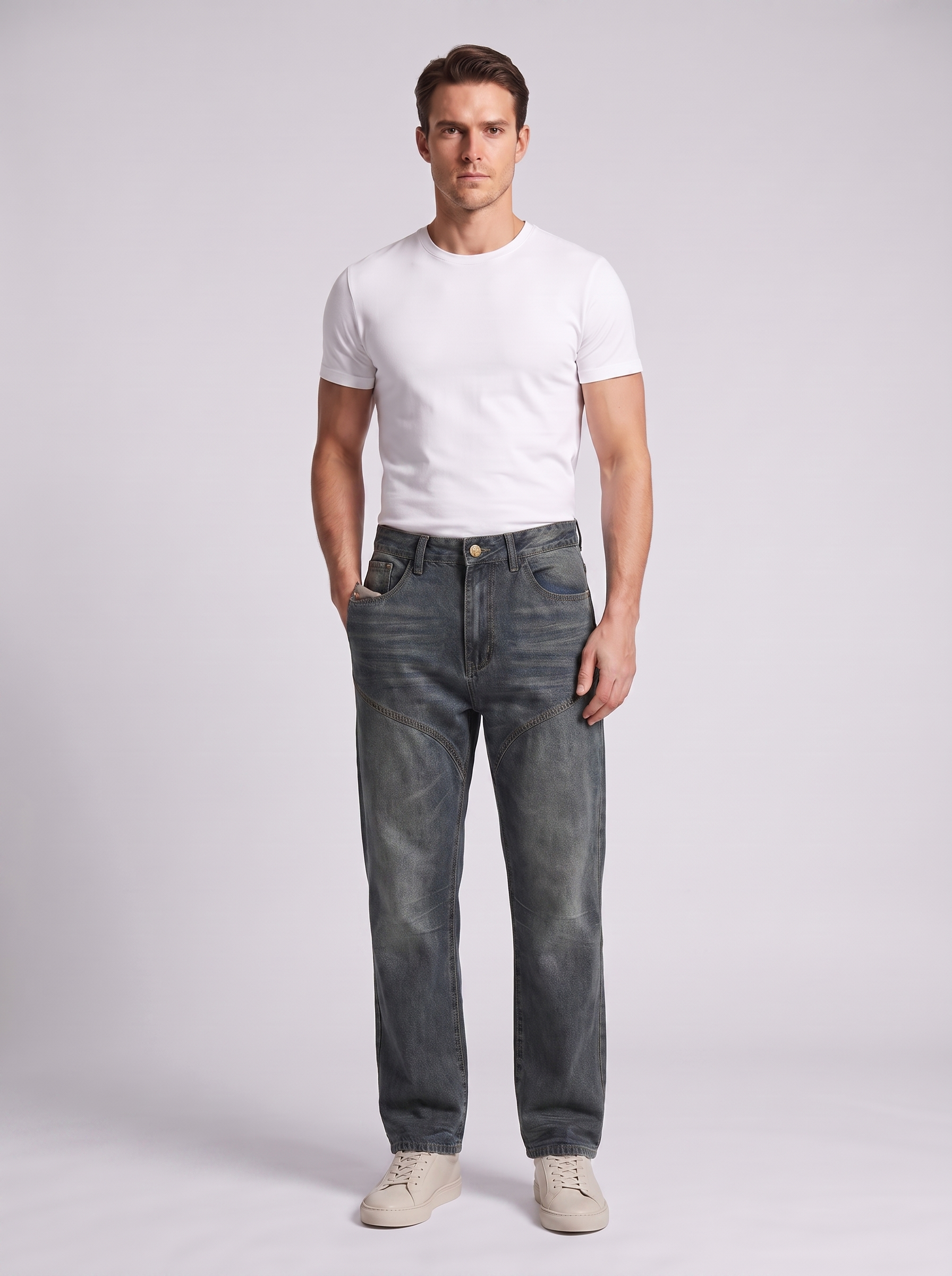 Men's Boot-Cut Denim Pants for Casual Comfort