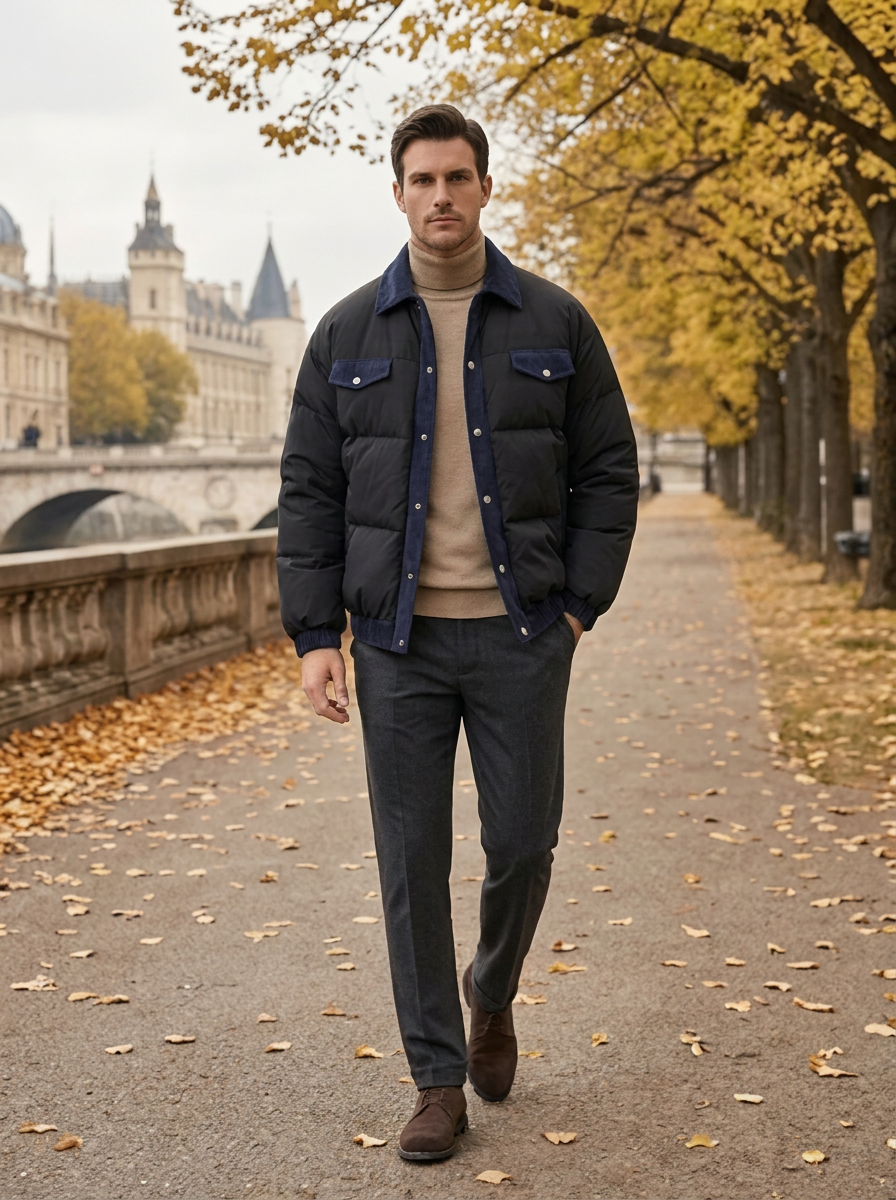 Men's Casual Puffer Winter Coat for Cold Weather