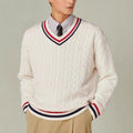 Men's Color-Block V-Neck Sweater Casual Top