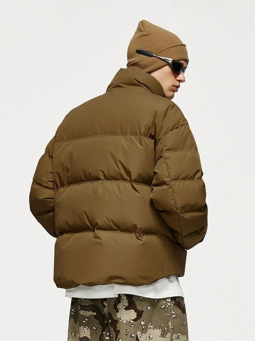 Cropped Casual Puffer Jacket with High Collar