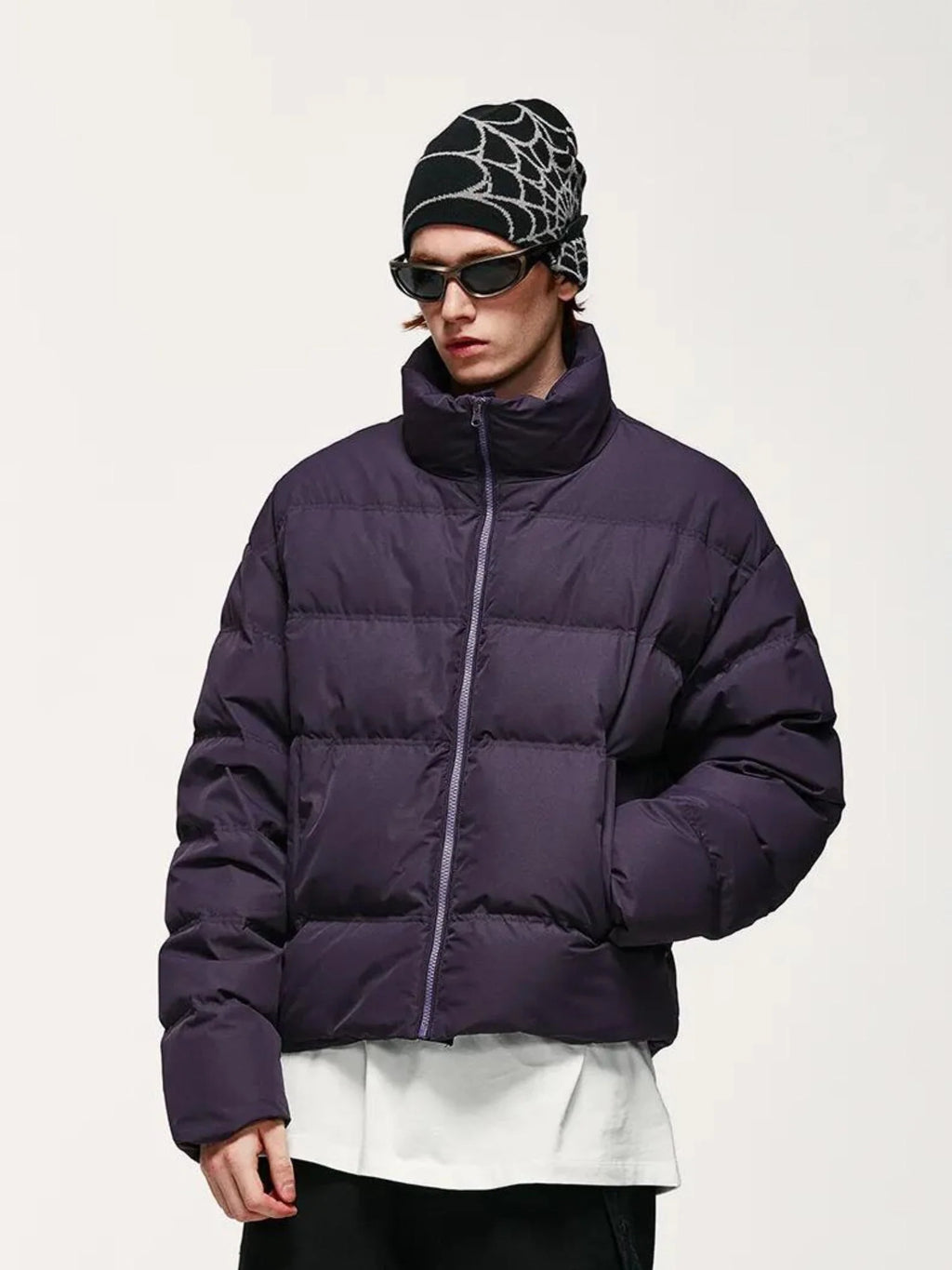 Cropped Casual Puffer Jacket with High Collar