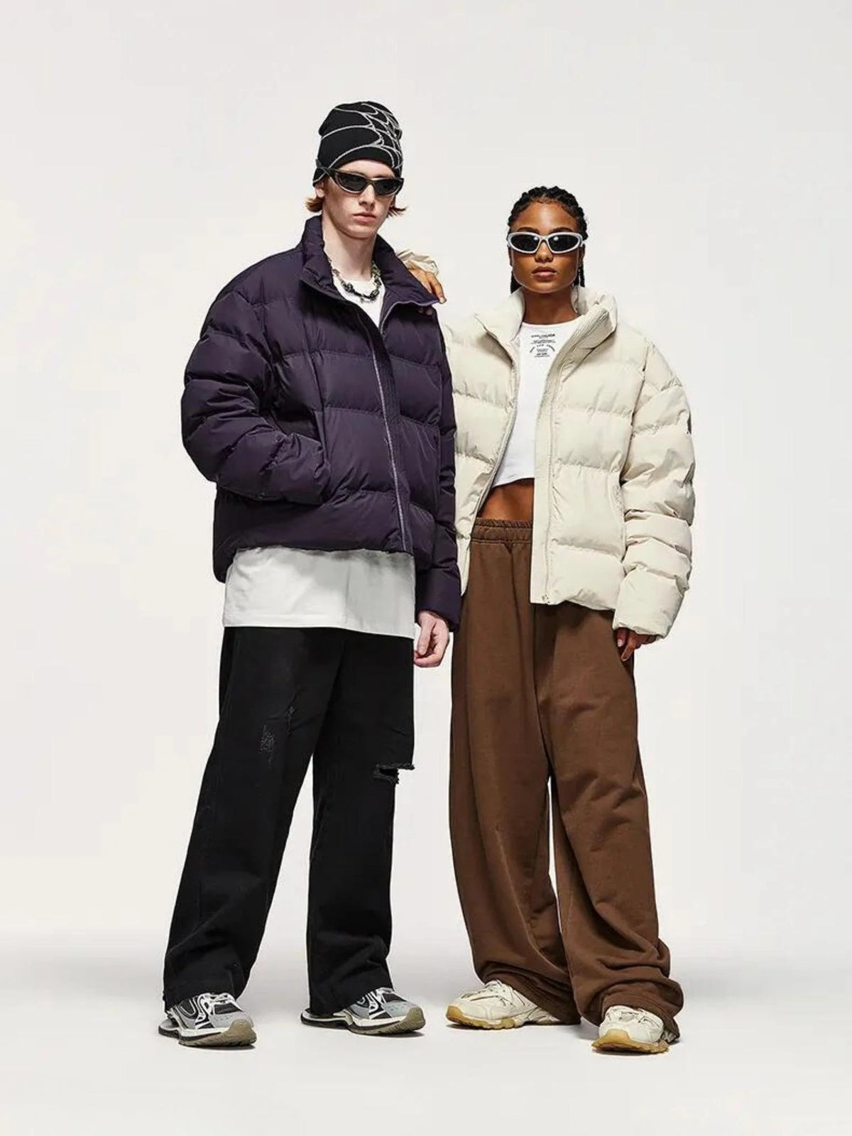 Cropped Casual Puffer Jacket with High Collar