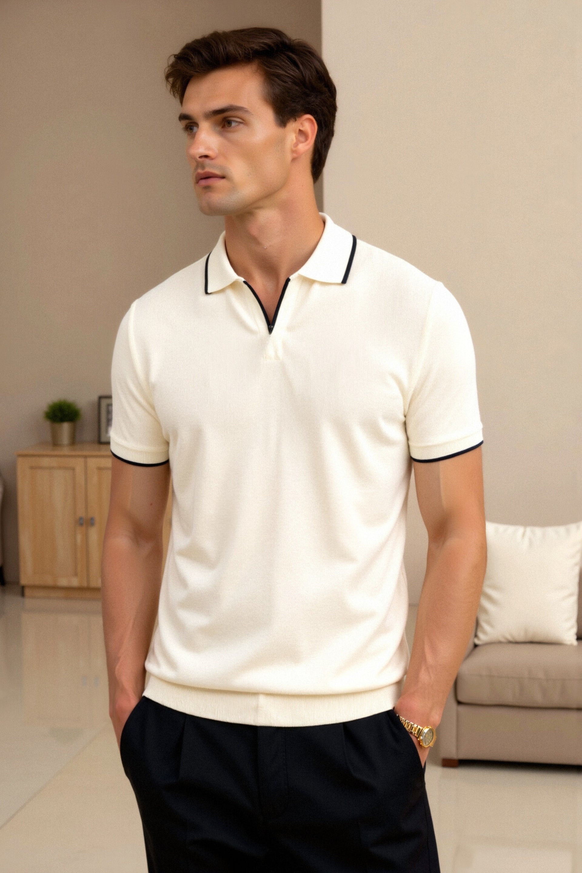 Men's Elegant Polo Shirt with Contrast Details