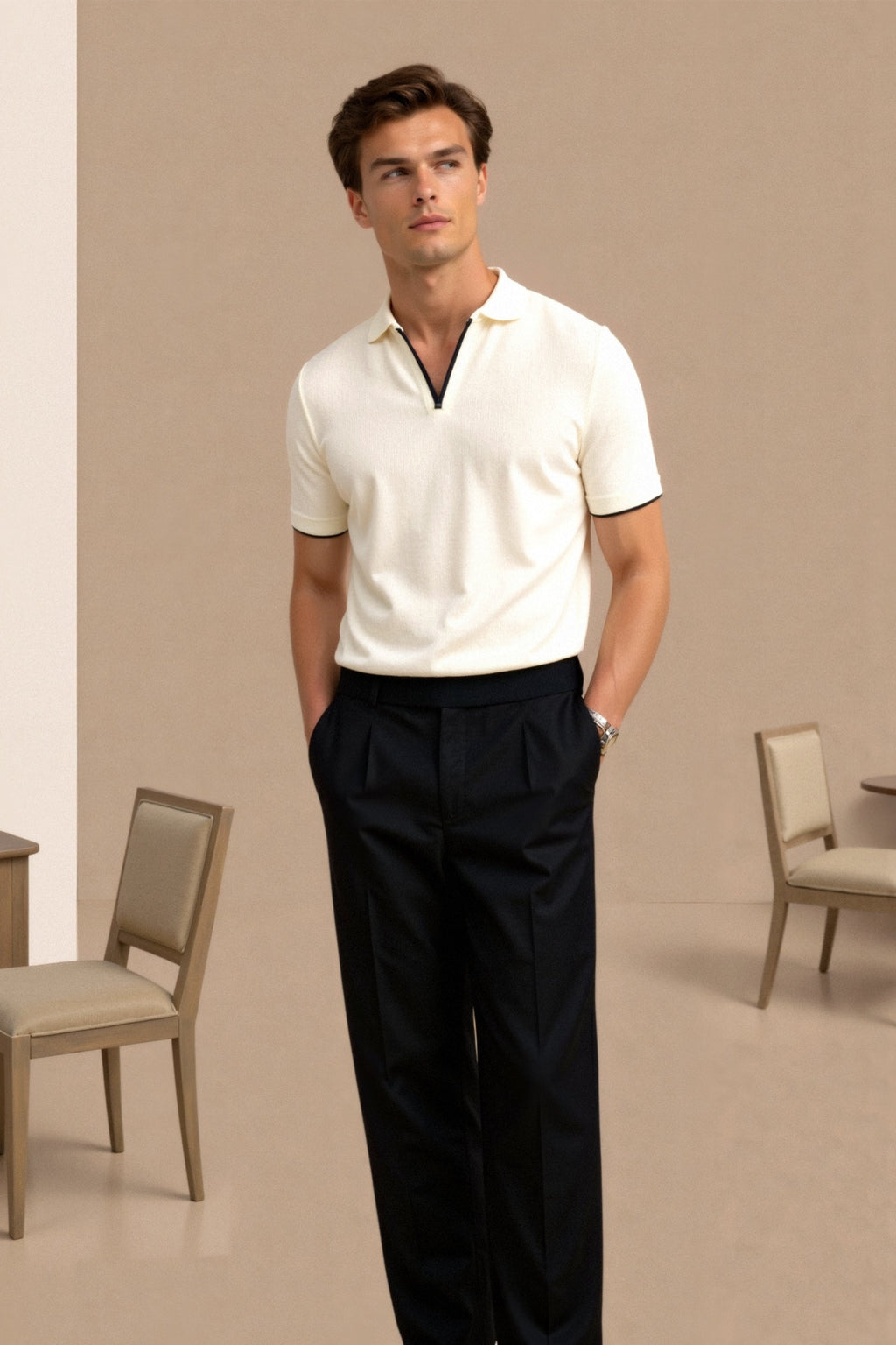 Men's Elegant Polo Shirt with Contrast Details
