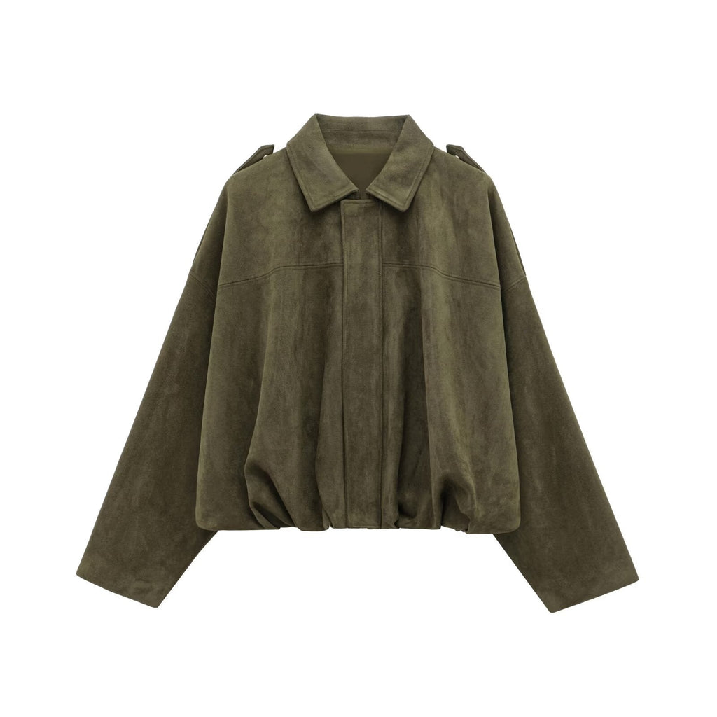 Women's Faux Suede Pilot Jacket Casual Zip-Up Coat