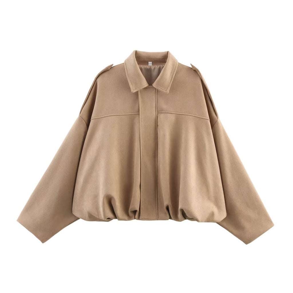 Women's Faux Suede Pilot Jacket Casual Zip-Up Coat