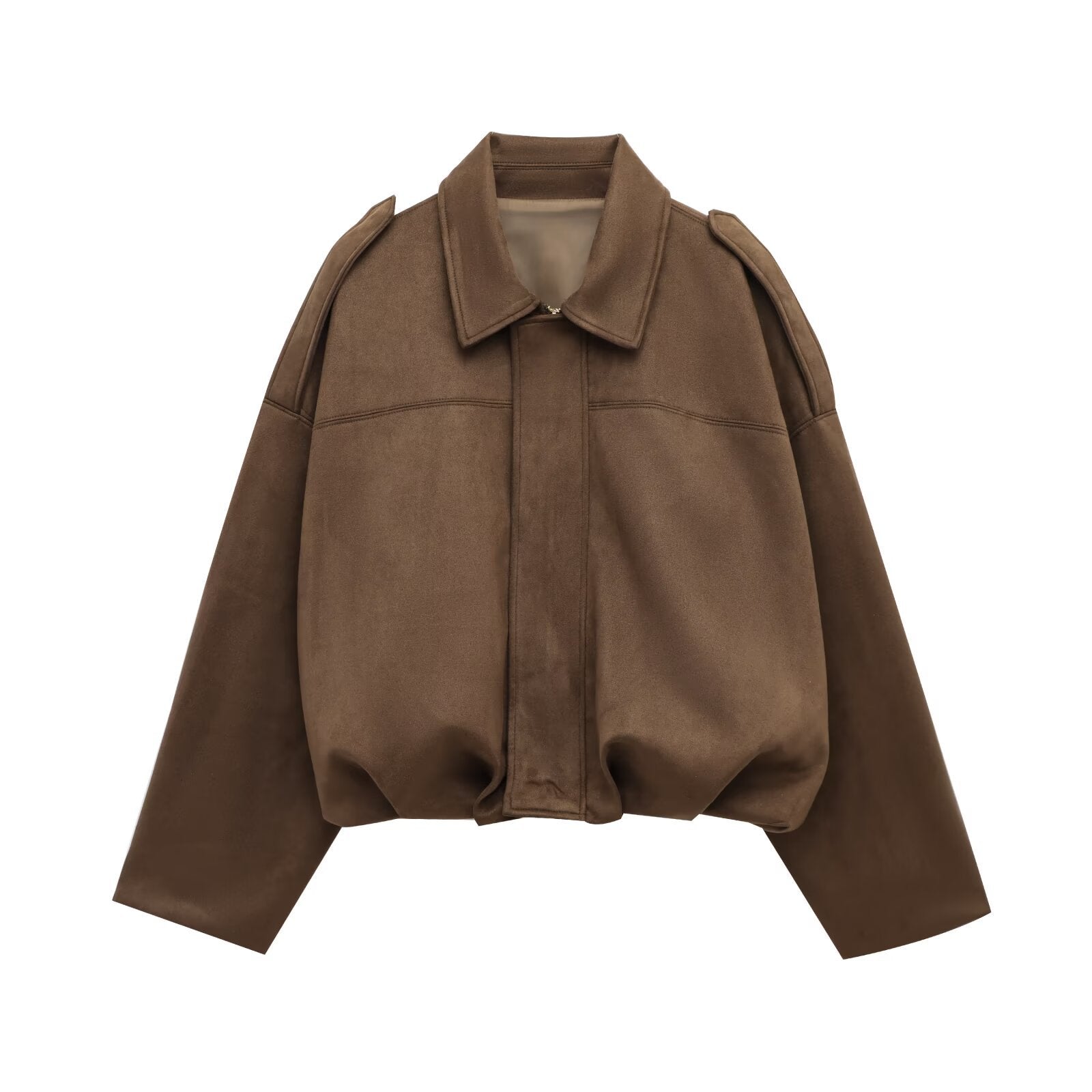 Women's Faux Suede Pilot Jacket Casual Zip-Up Coat