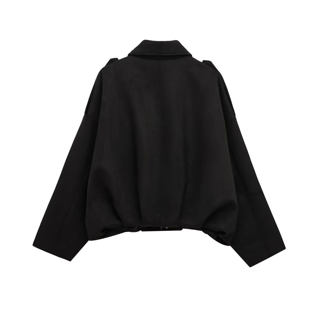 Women's Faux Suede Pilot Jacket Casual Zip-Up Coat