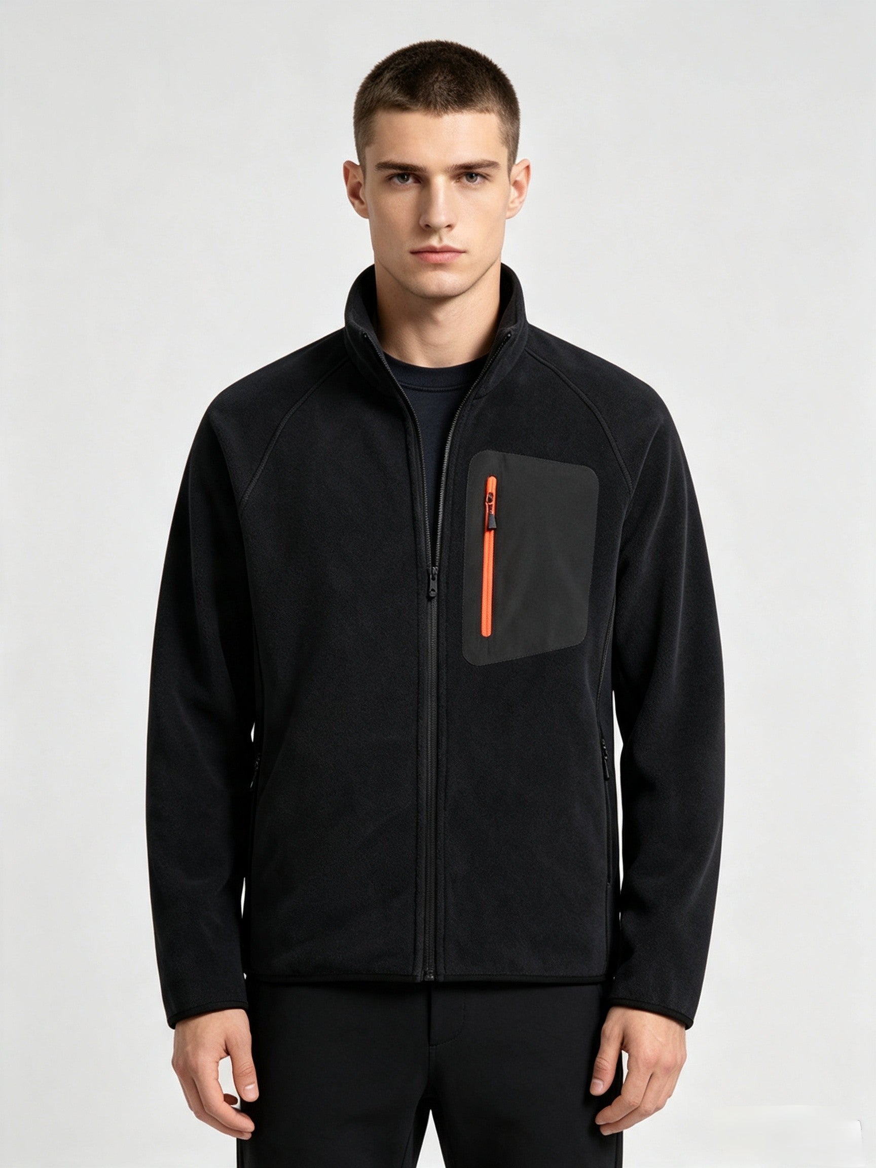Men's Full Zip Stand Collar Fleece Jacket
