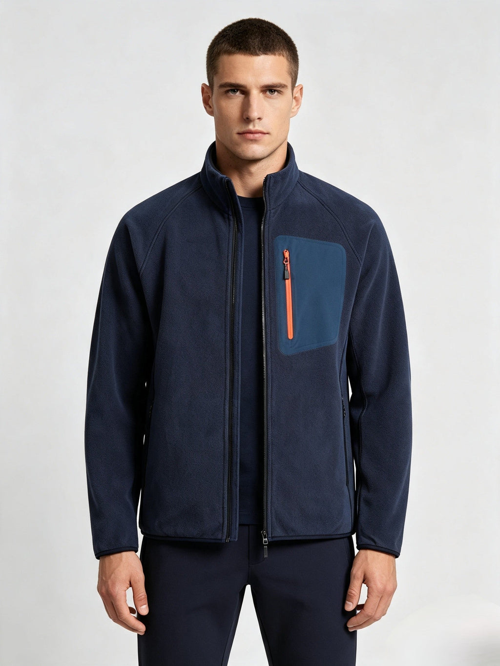 Men's Full Zip Stand Collar Fleece Jacket
