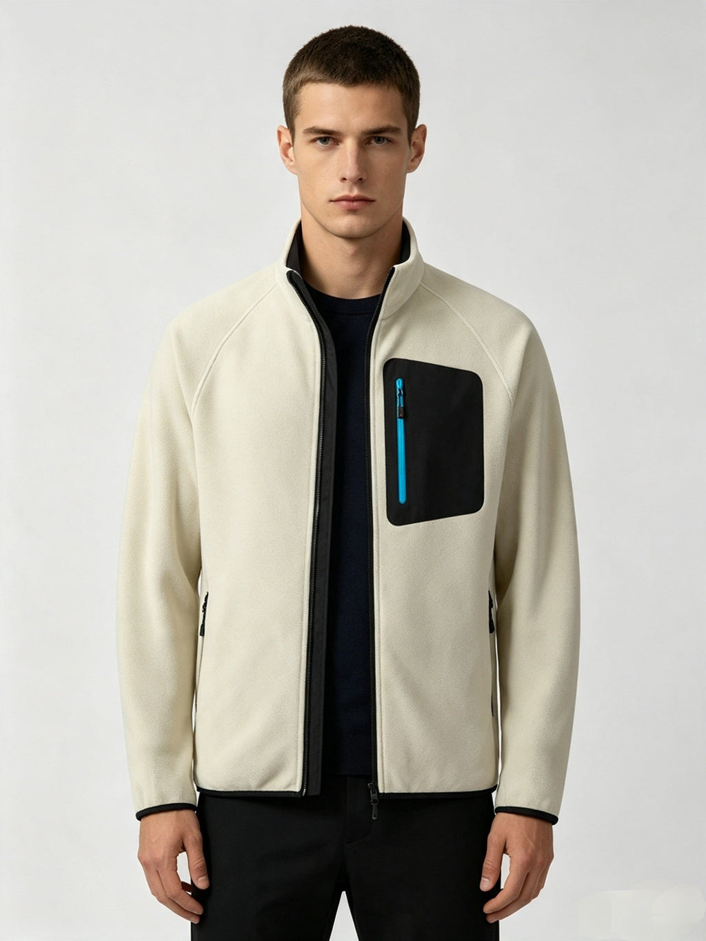 Men's Full Zip Stand Collar Fleece Jacket