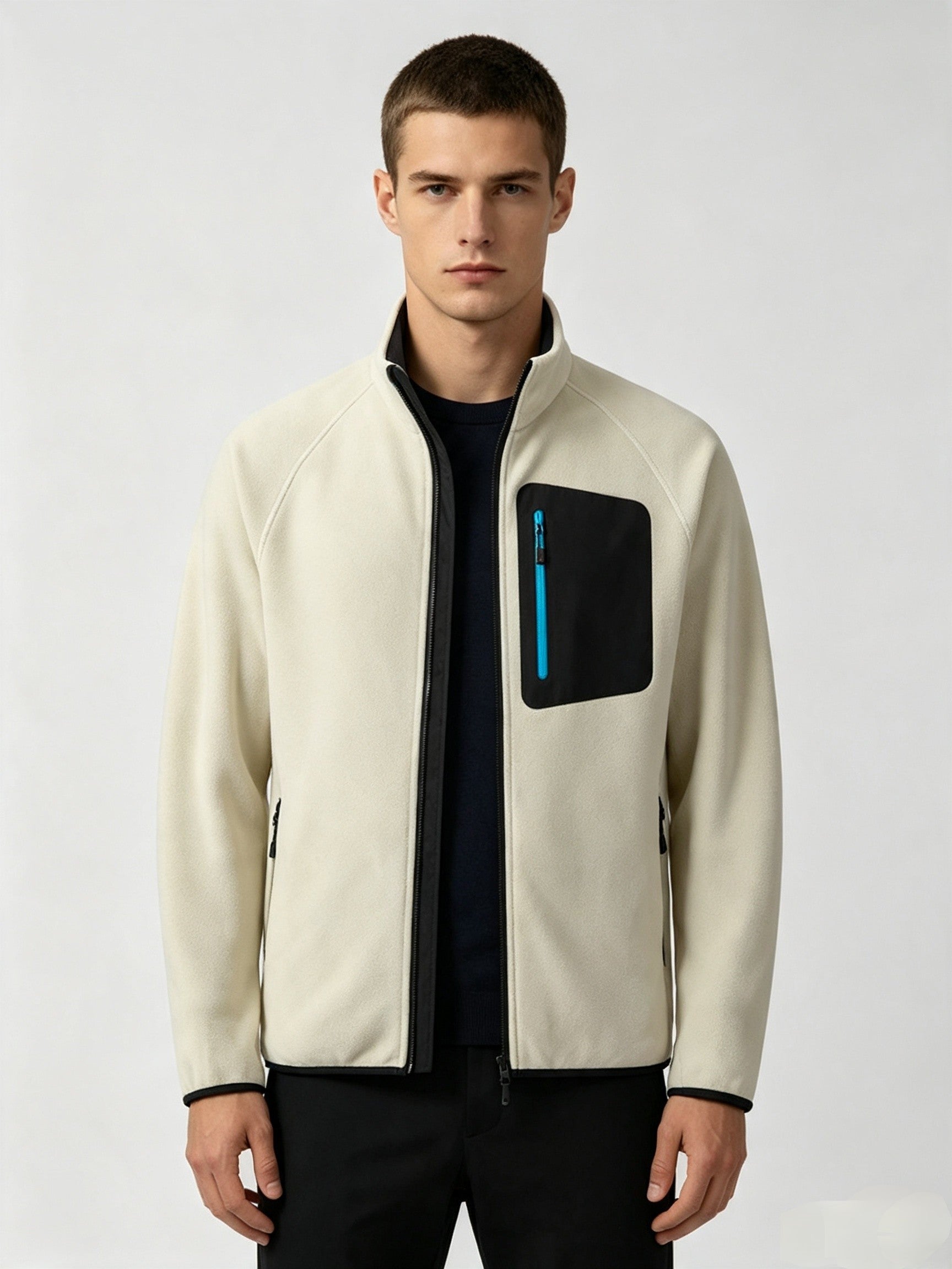 Men's Full Zip Stand Collar Fleece Jacket