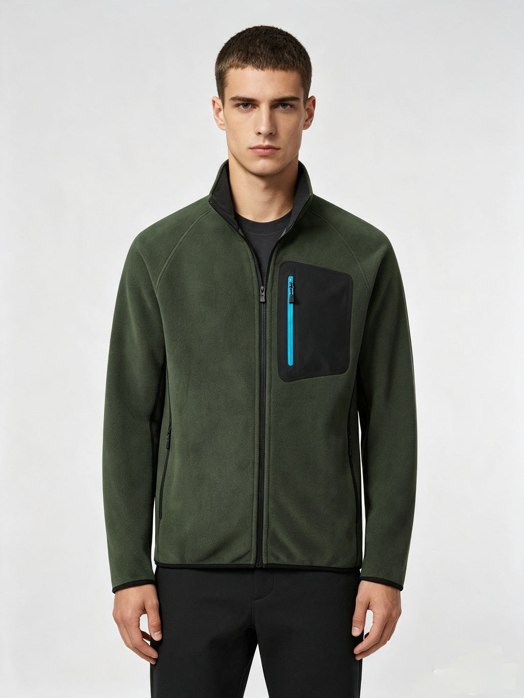 Men's Full Zip Stand Collar Fleece Jacket