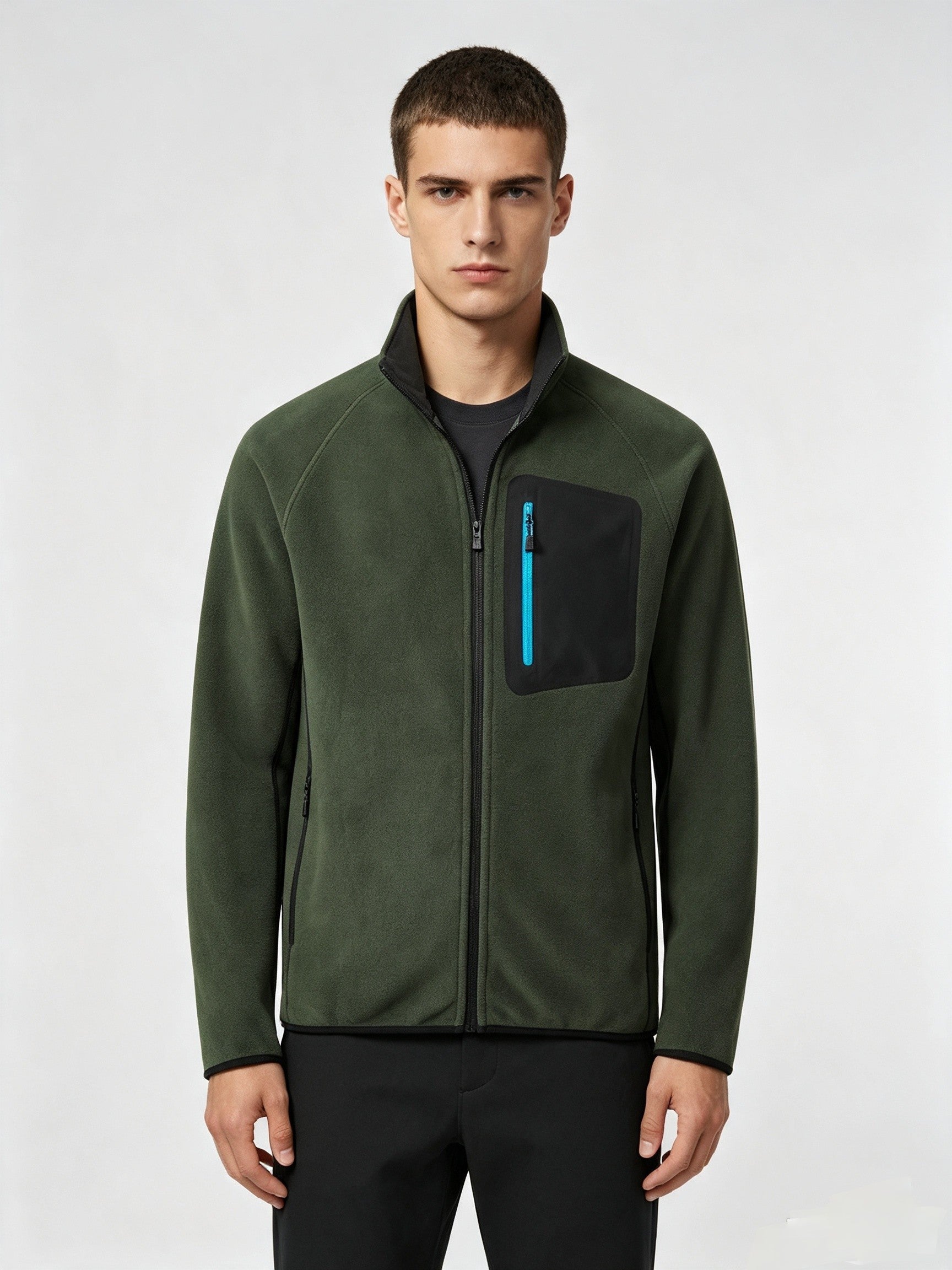 Men's Full Zip Stand Collar Fleece Jacket