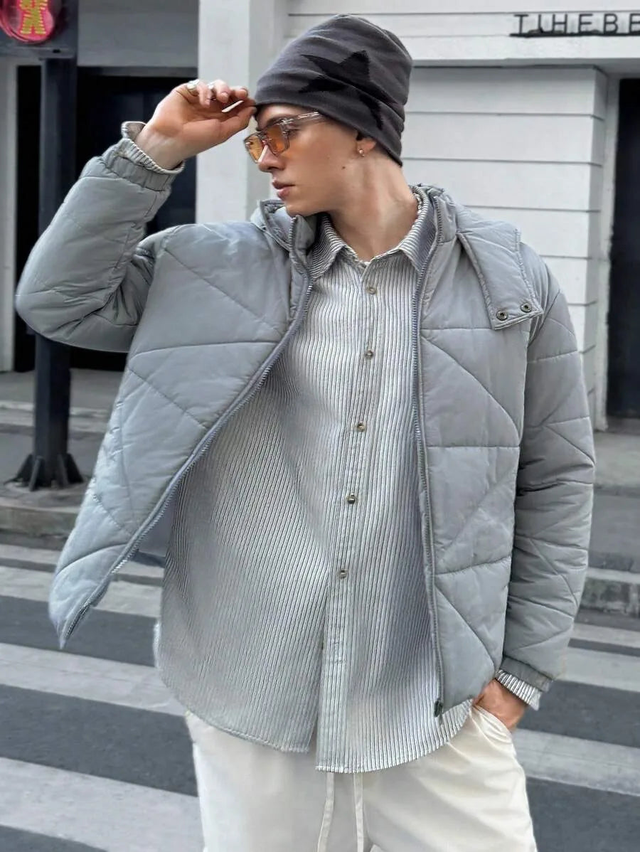 Men's Hooded Padded Winter Coat for Comfort and Warmth