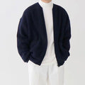 Men's Knitted Cardigan with Funnel Neck