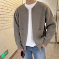Men's Knitted Cardigan with Funnel Neck