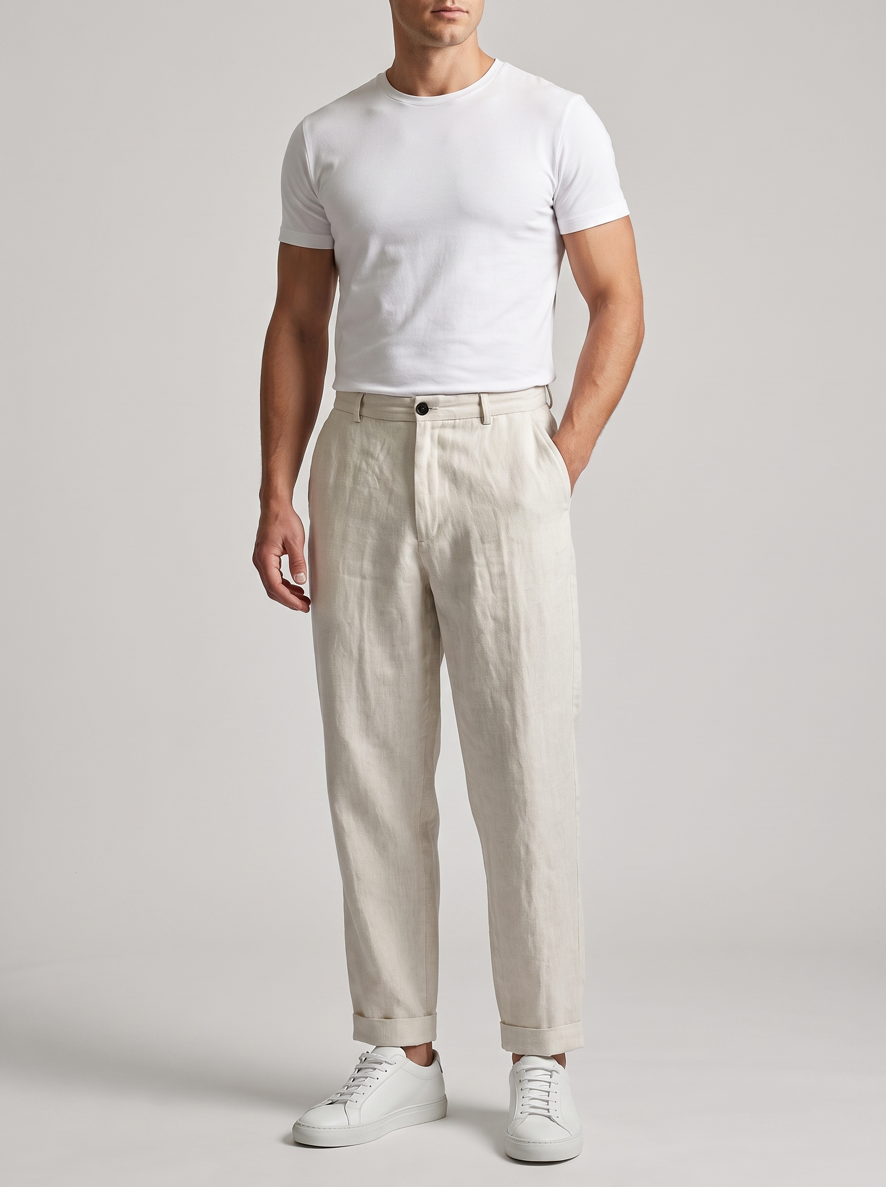 Men's Linen Casual Straight-Leg Trousers