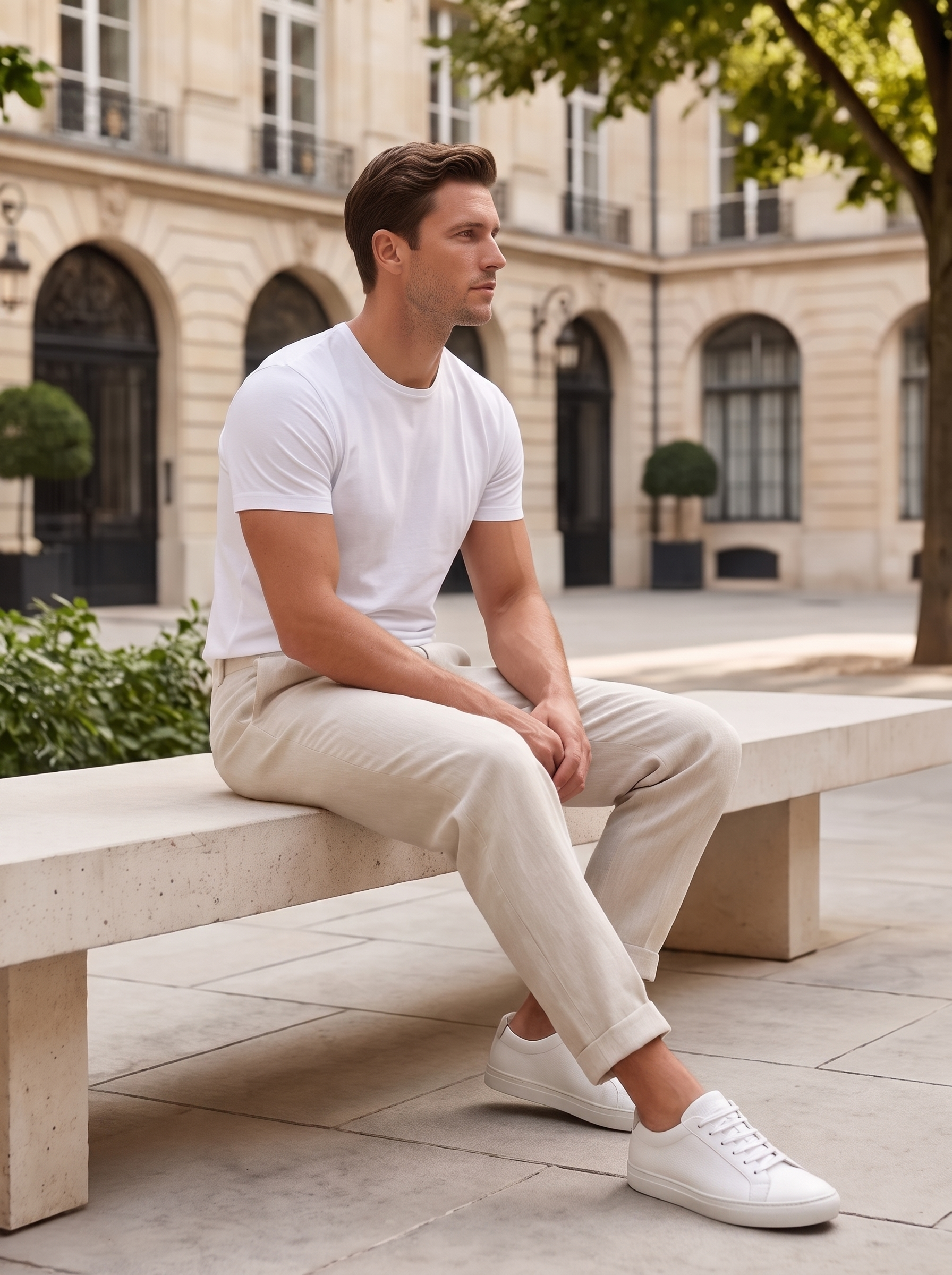 Men's Linen Casual Straight-Leg Trousers