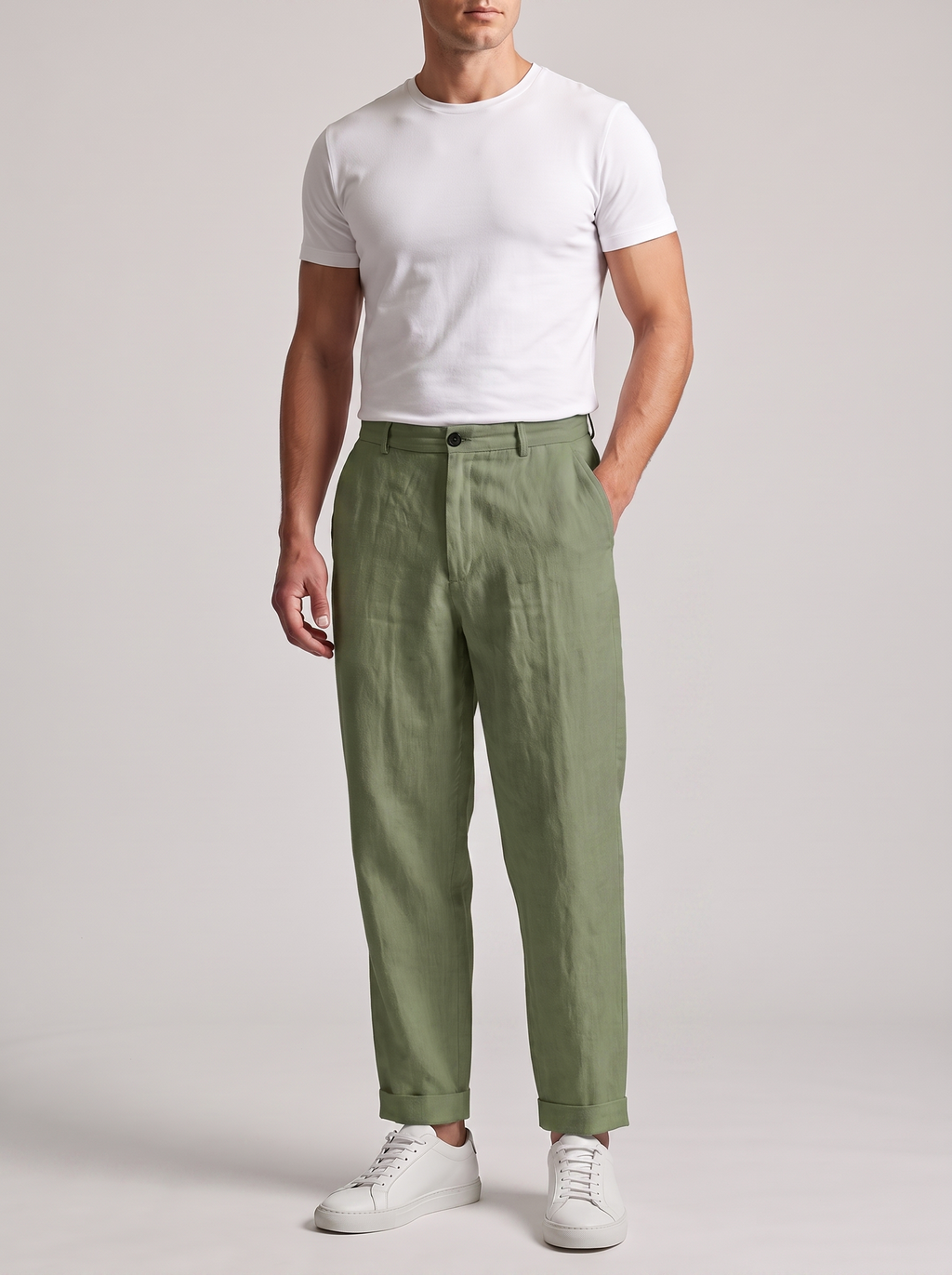Men's Linen Casual Straight-Leg Trousers