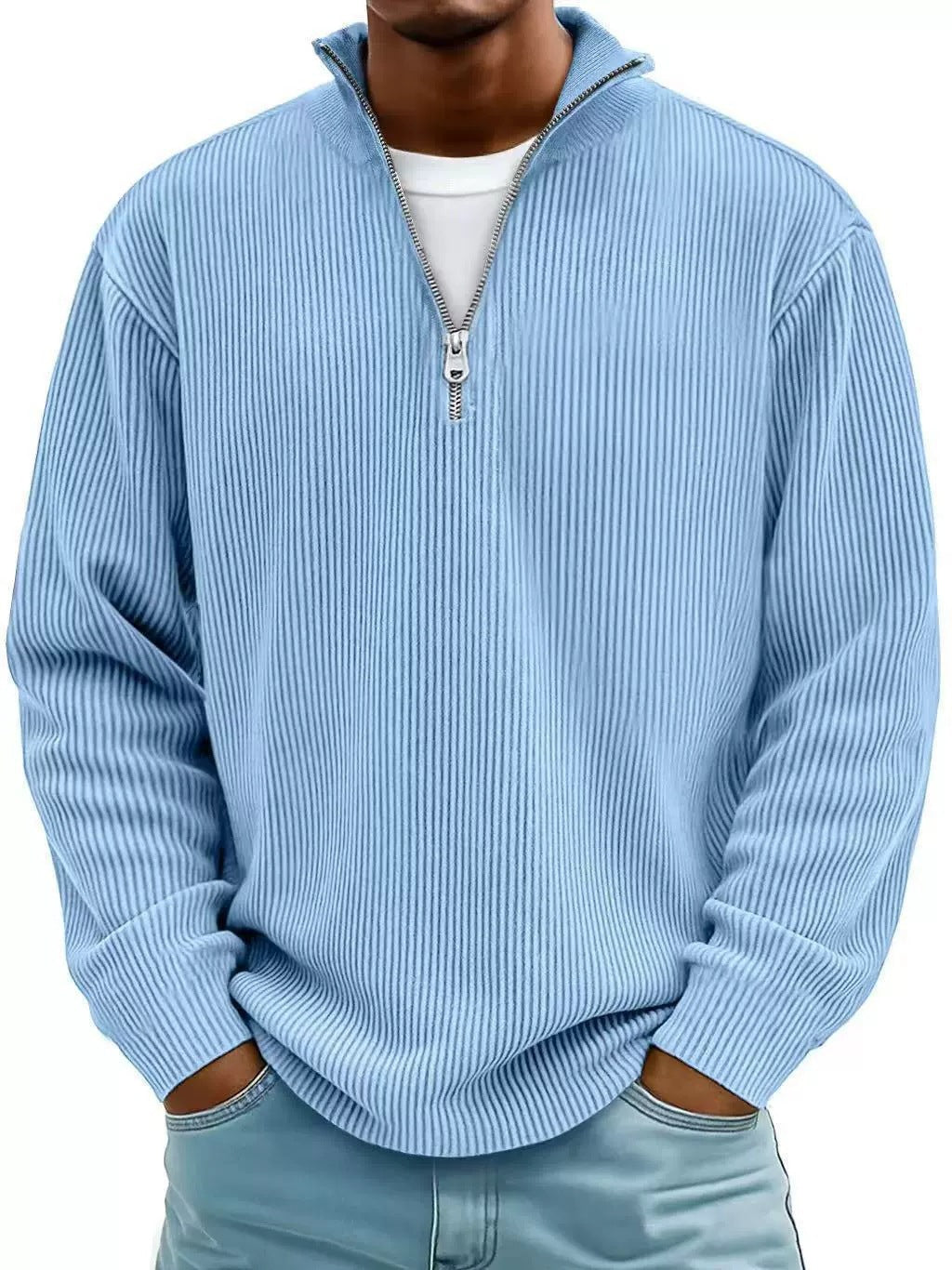 Men's Corduroy Quarter-Zip Sweater
