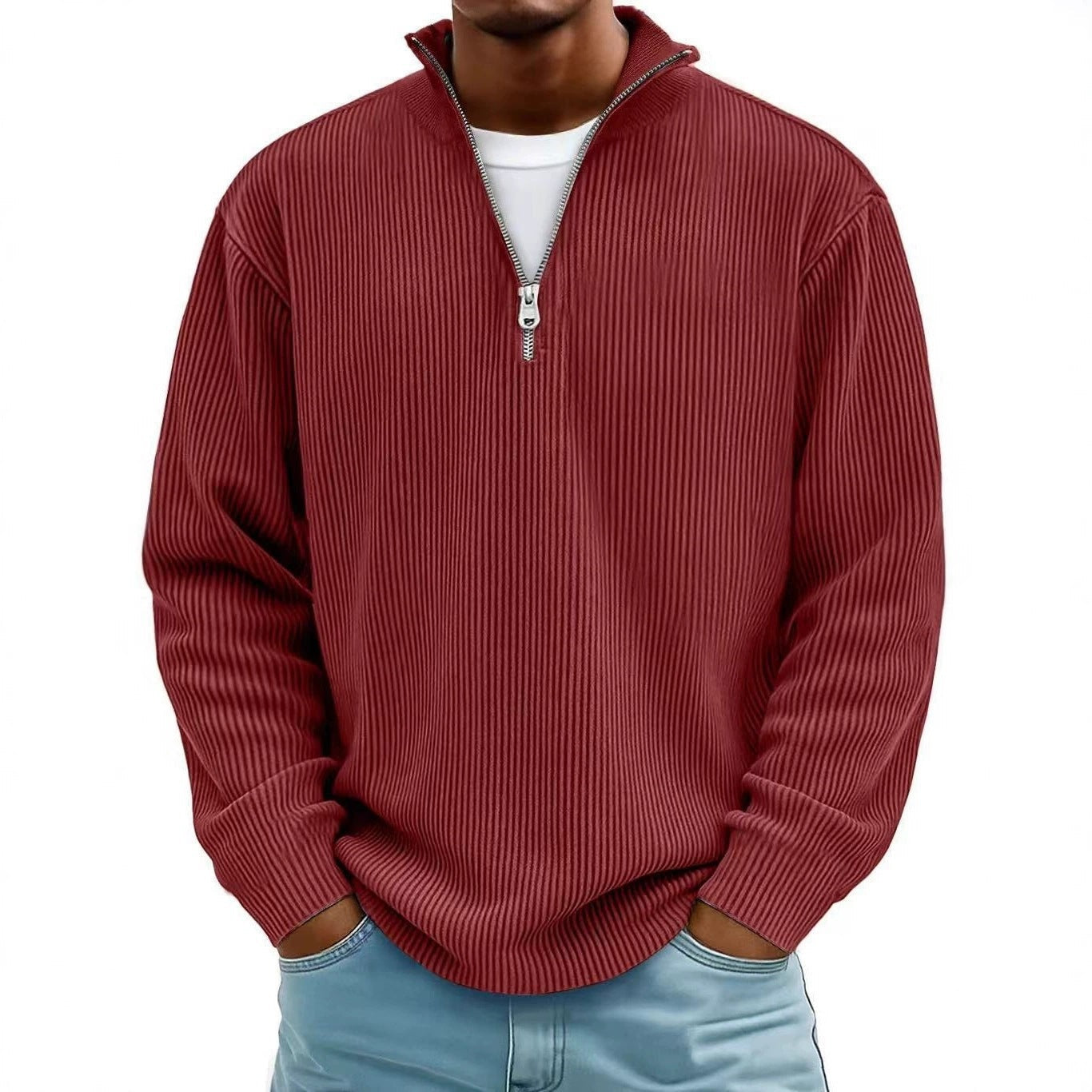 Men's Corduroy Quarter-Zip Sweater