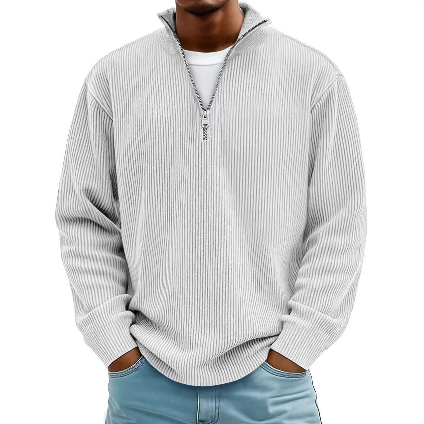 Men's Corduroy Quarter-Zip Sweater