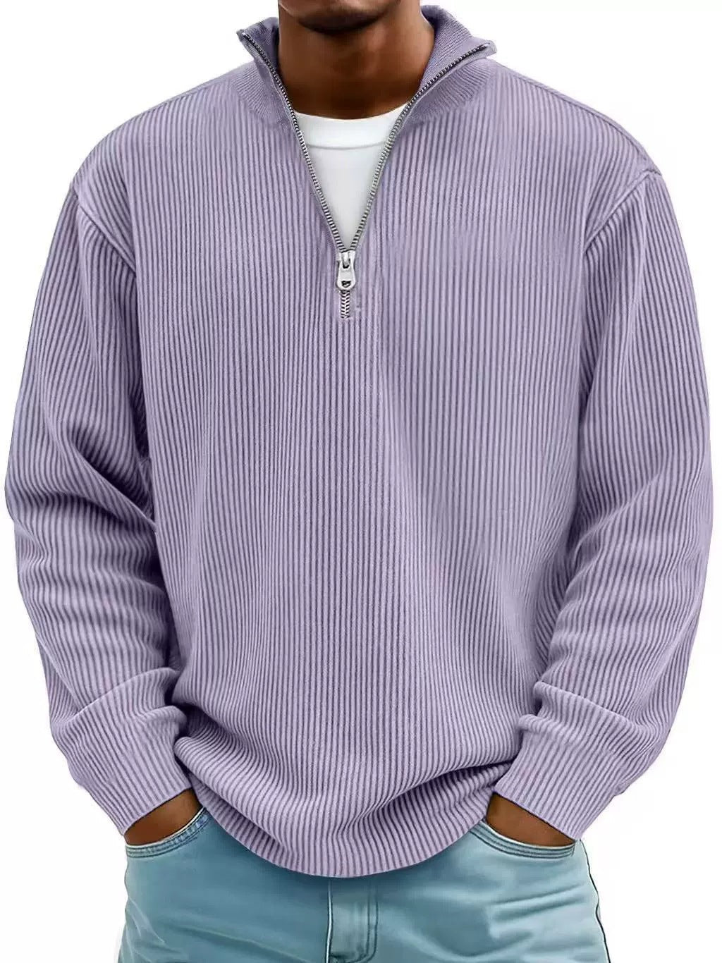 Men's Corduroy Quarter-Zip Sweater