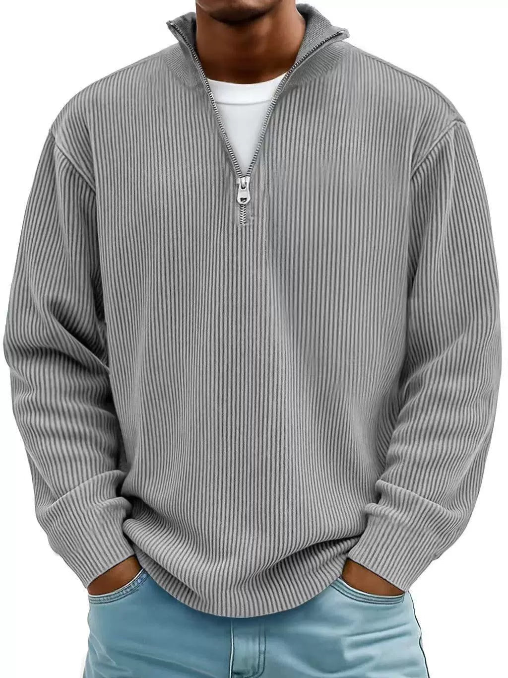 Men's Corduroy Quarter-Zip Sweater