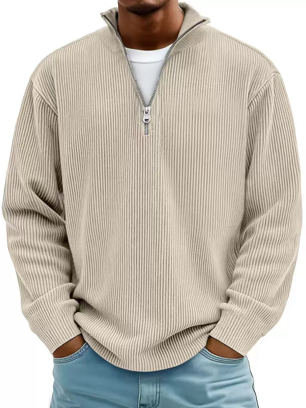 Men's Corduroy Quarter-Zip Sweater