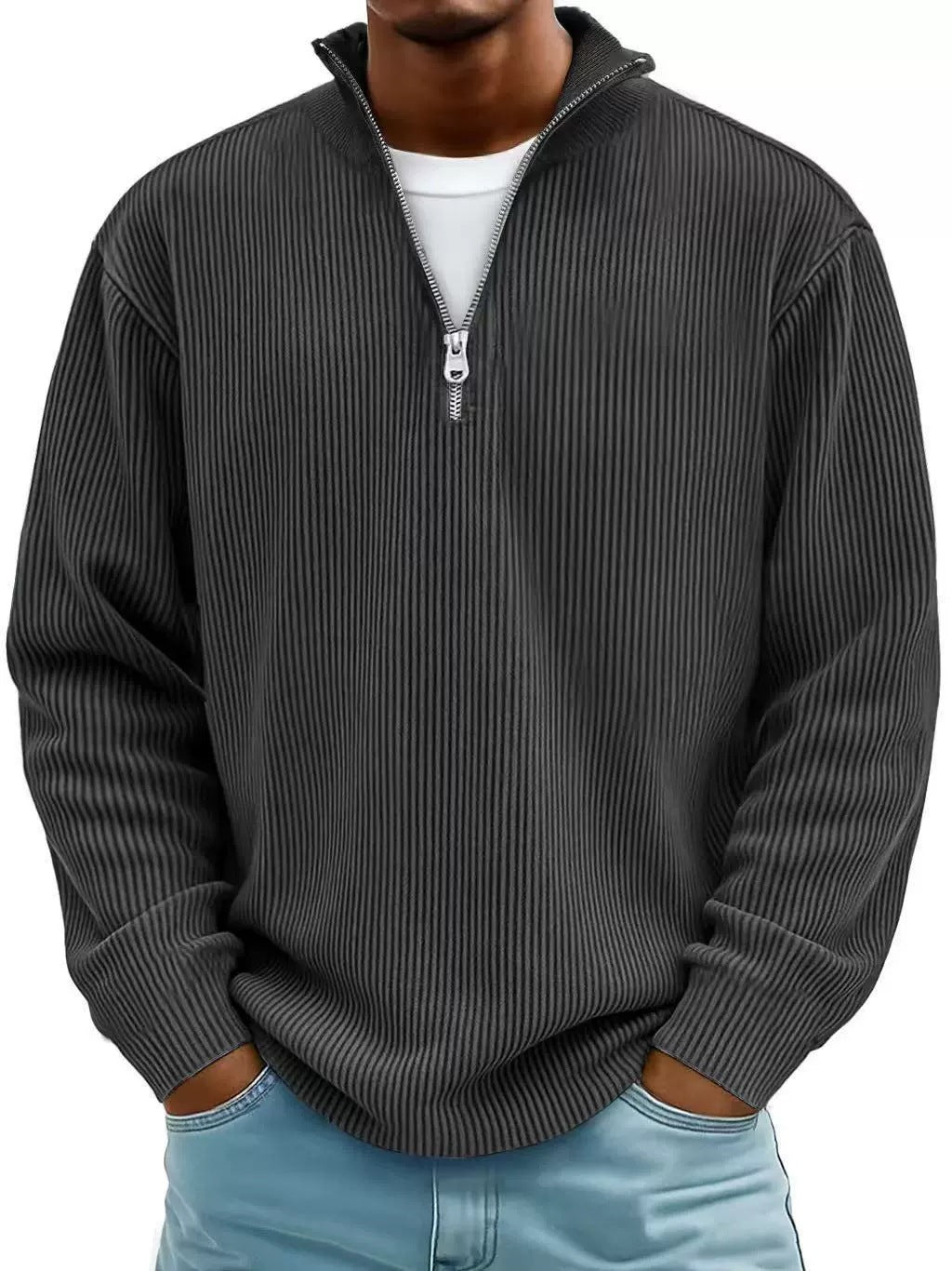Men's Corduroy Quarter-Zip Sweater