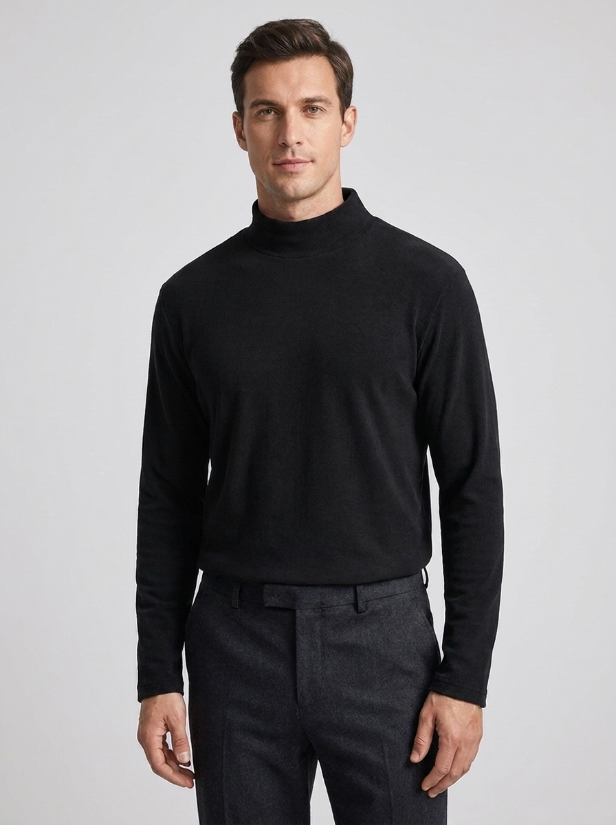 Men's Long Sleeve Semi-High Collar Thin Sweater