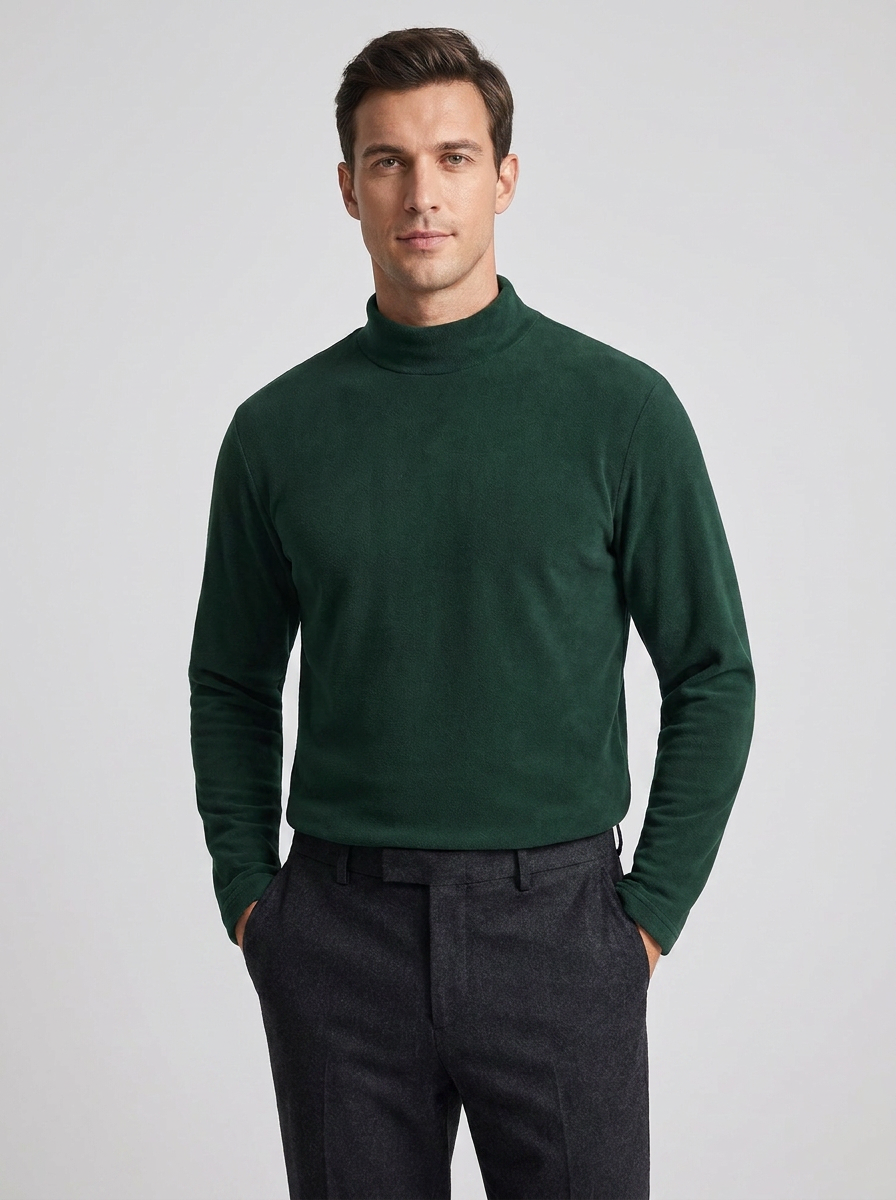 Men's Long Sleeve Semi-High Collar Thin Sweater