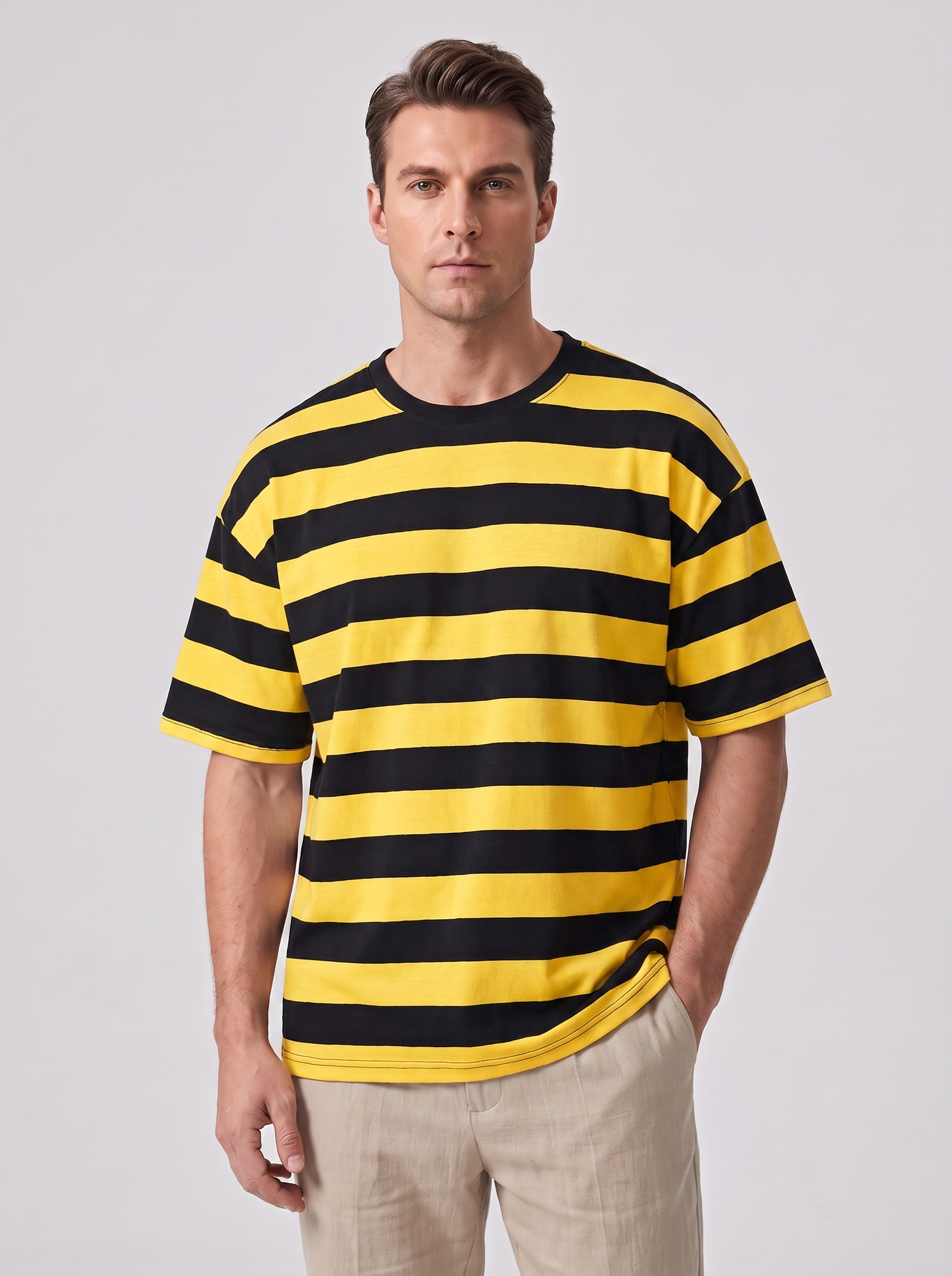 Men's Loose Fit Short Sleeve Striped Top