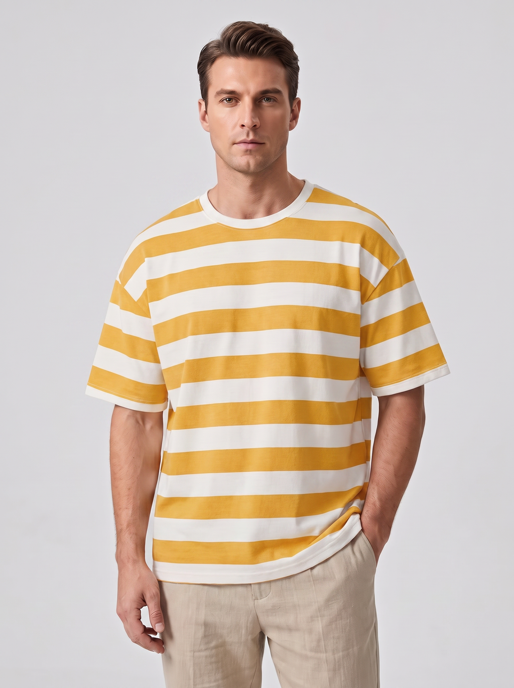 Men's Loose Fit Short Sleeve Striped Top