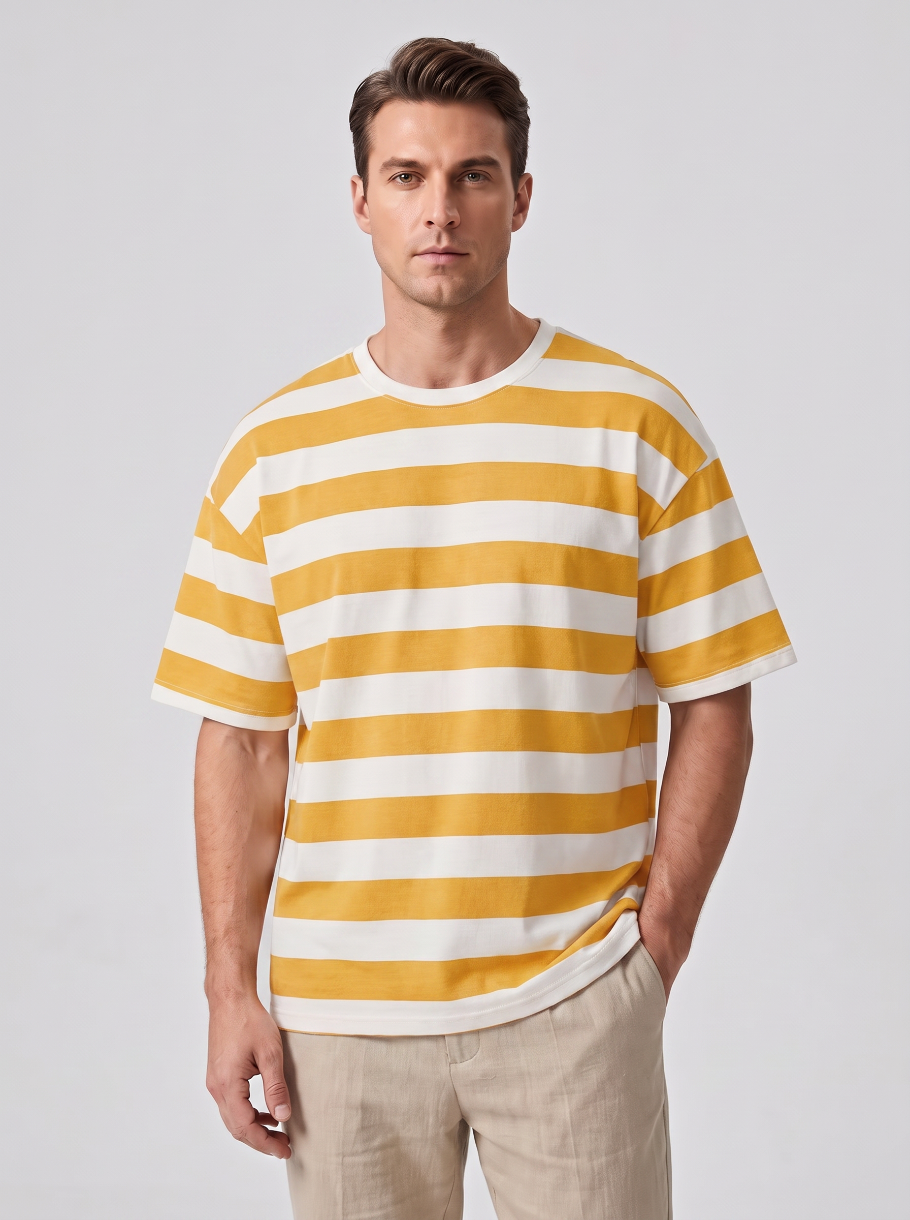 Men's Loose Fit Short Sleeve Striped Top