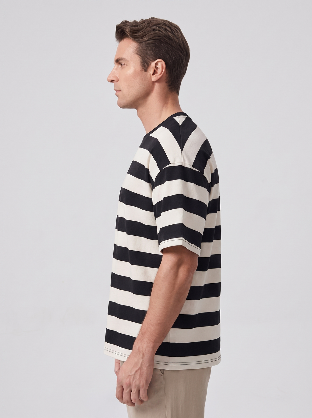 Men's Loose Fit Short Sleeve Striped Top