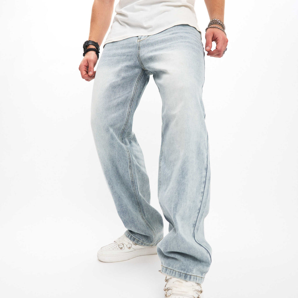 Men's Loose Wide Leg Straight Jeans for Casual Streetwear