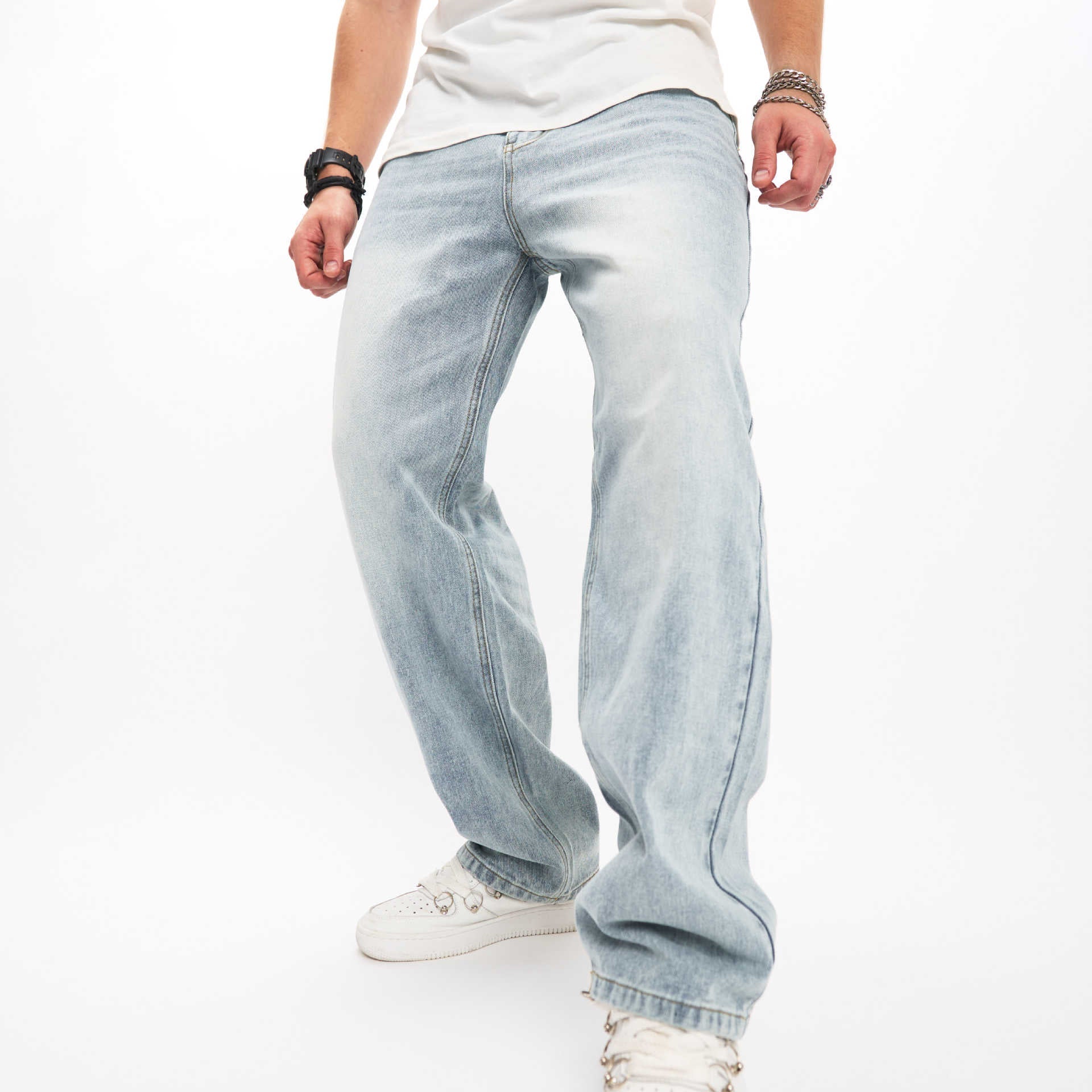 Men's Loose Wide Leg Straight Jeans for Casual Streetwear