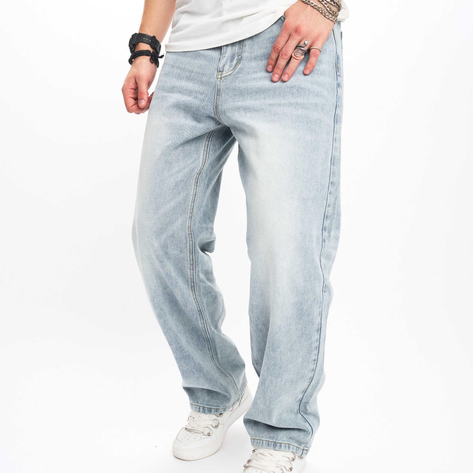 Men's Loose Wide Leg Straight Jeans for Casual Streetwear