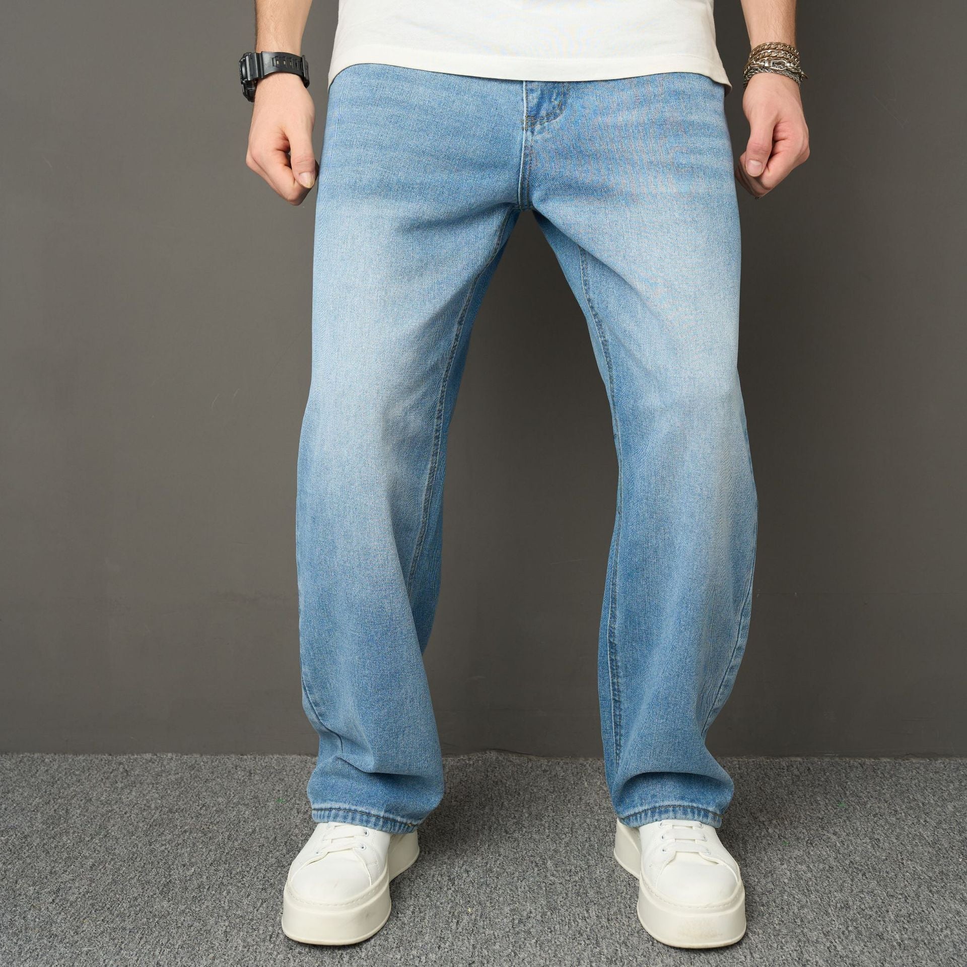 Men's Loose Wide Leg Straight Jeans for Casual Streetwear