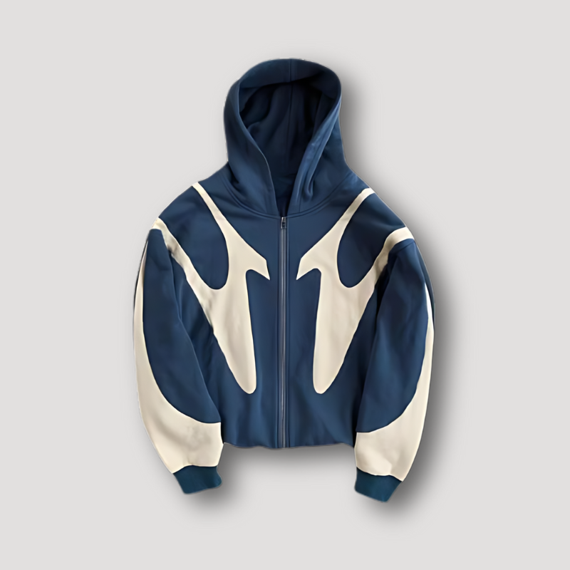 Men's Oversized Graphic Hoodie with Zipper