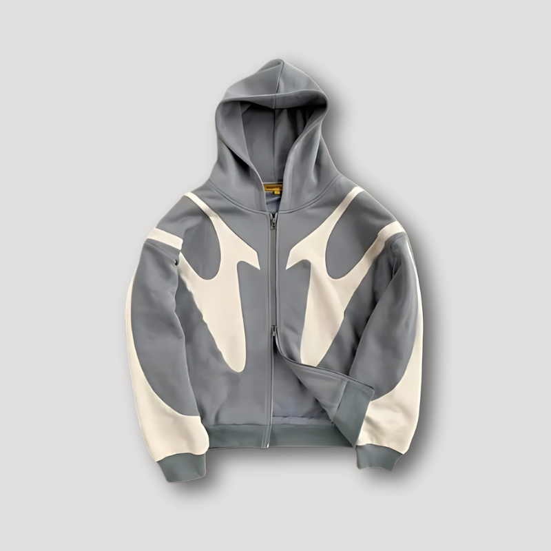 Men's Oversized Graphic Hoodie with Zipper