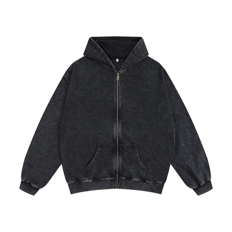 Men's Oversized Zip Up Hoodie with Drop Shoulder