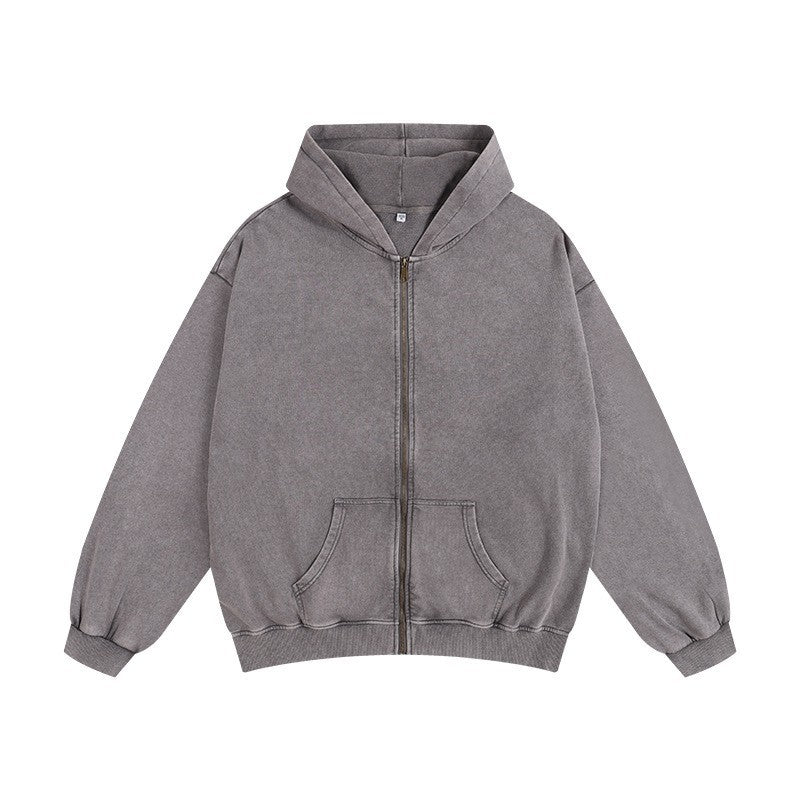 Men's Oversized Zip Up Hoodie with Drop Shoulder