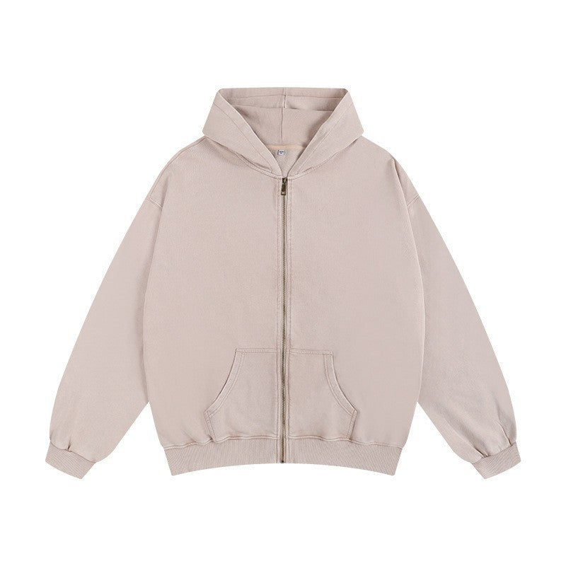Men's Oversized Zip Up Hoodie with Drop Shoulder