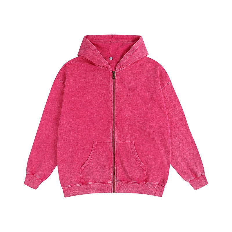 Men's Oversized Zip Up Hoodie with Drop Shoulder